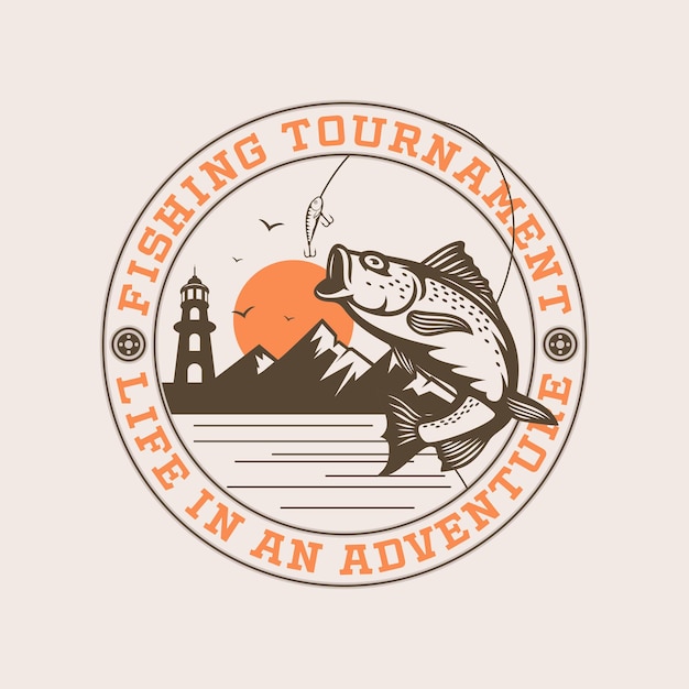 Logo del torneo di pesca vettore premium