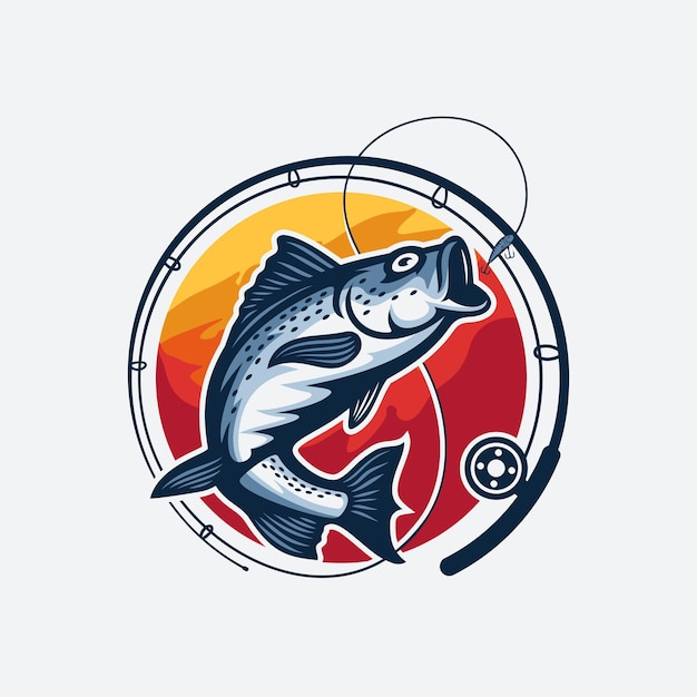 Fishing tournament logo template isolated