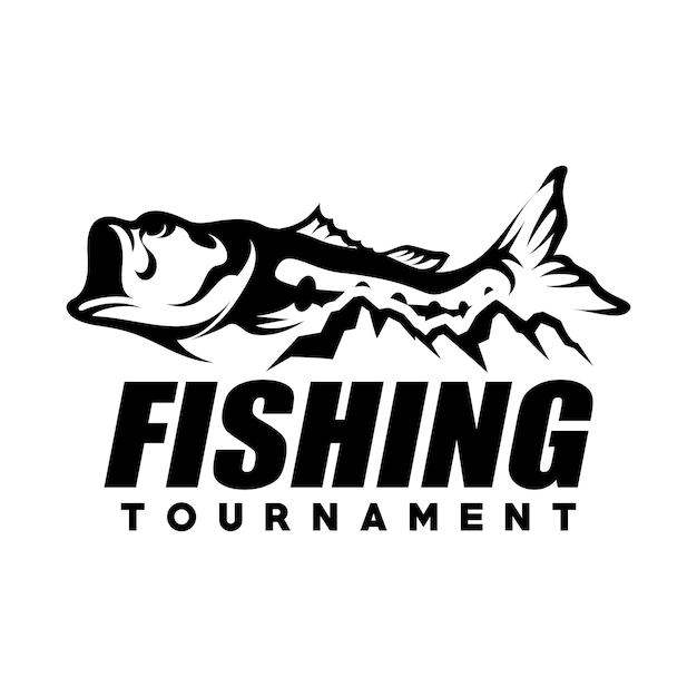 Vettore vettore del modello del logo del torneo di pesca