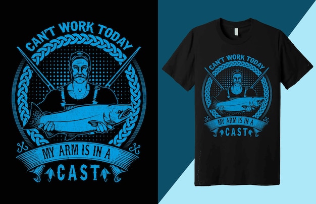Футболка Fishing Tshir Design Fish, силуэт рыбака, рыболовная футболка с рисунком