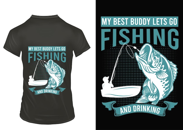 Vettore disegno della maglietta di pesca
