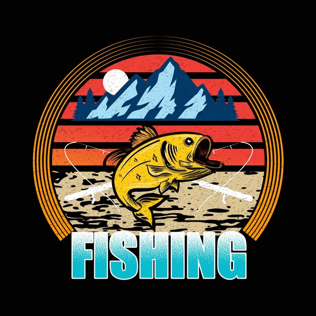 Vector fishing tshirt design