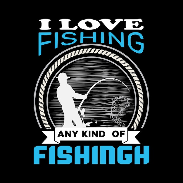 Disegno della maglietta di vettore di tipografia di pesca