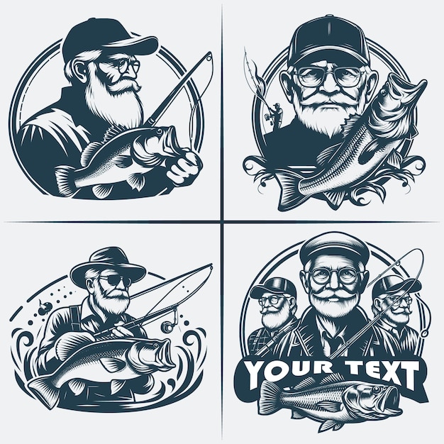 Fishing vector Bundle file Black and white Fishing silhouette file Best Fathers Day Gifts