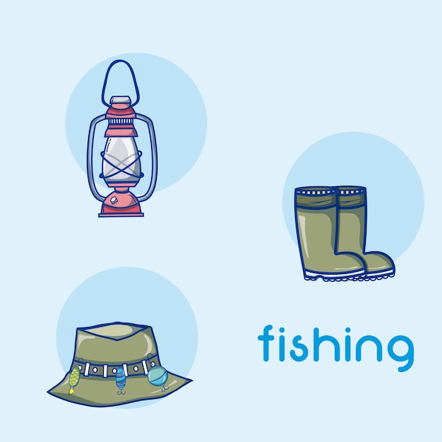 Vector fishing water sport elements