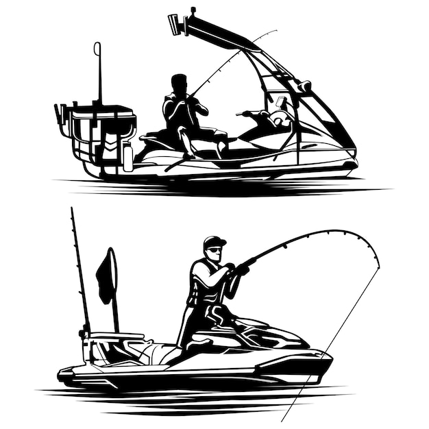 Vector fishing water sports design logo illustration vector
