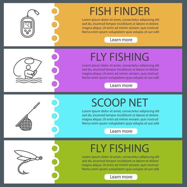 Fishing web banner templates set