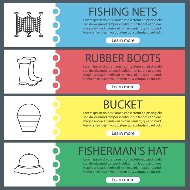 Fishing web banner templates set