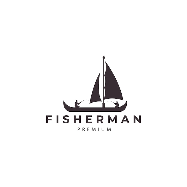 Рыбалка с векторной иконкой дизайна логотипа парусника