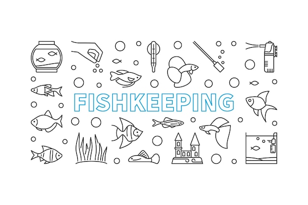 Fishkeeping concept horizontale vectorillustratie of banner