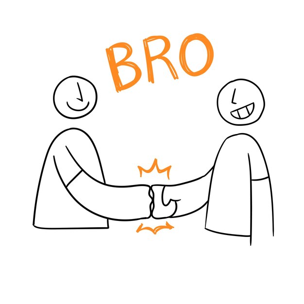 Vettore fist bump to bros doodle art illustrazione