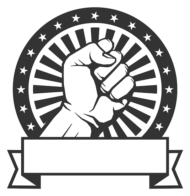 Vector fist emblem power logo fight black icon