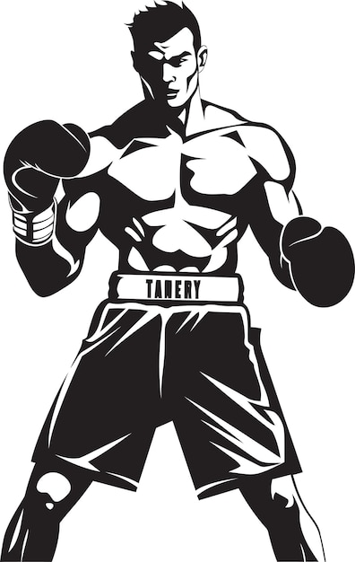 Iconic black logo of boxer champion jab vector silhouetted boxer (иконический черный логотип боксера чемпиона джаба вектора)