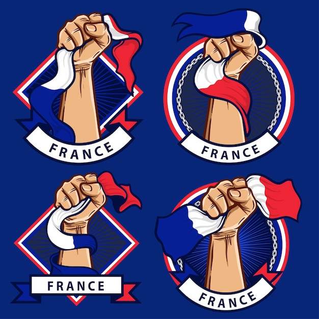 Vector fist hands with france flag illustration