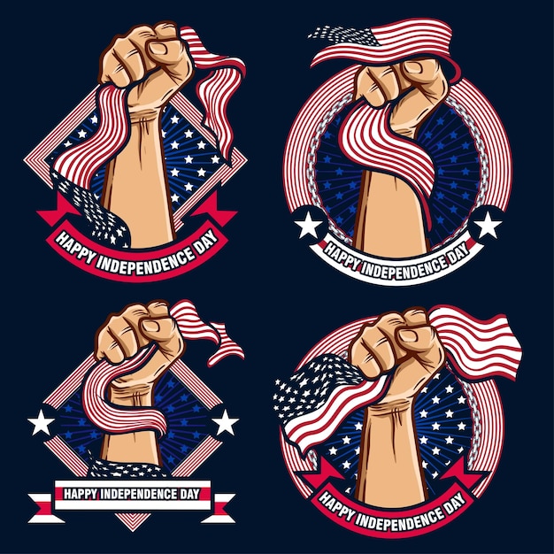 Fist hands with united states of america flag illustration