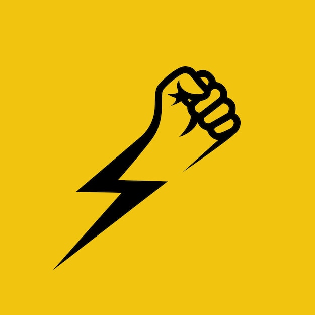 Fist lightning symbol protest black silhouette of a hand and flash