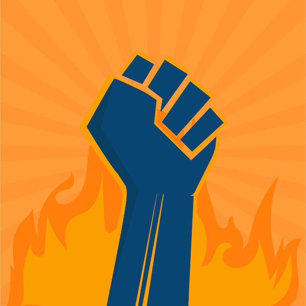 Vector fist male hand, symbol of the demonstration, revolution. sign of anger, strength