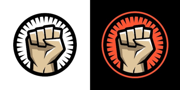 Fist raised up round logo