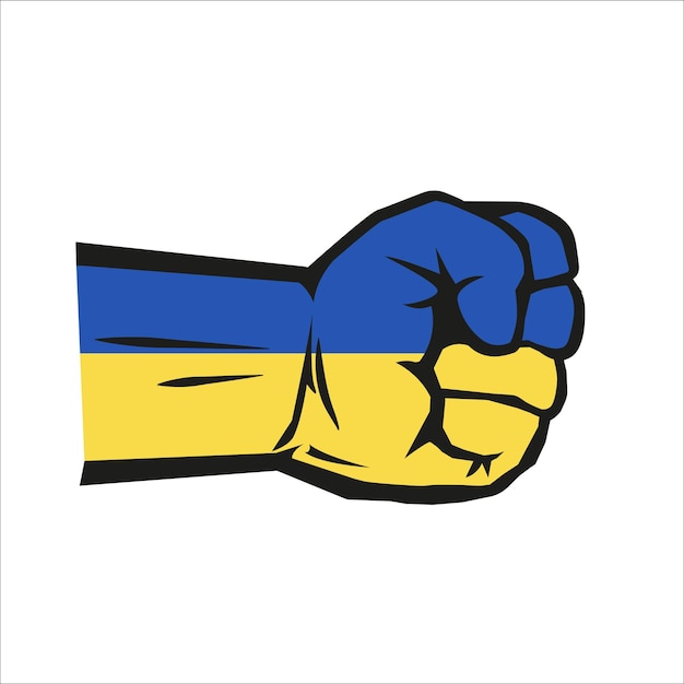 Вектор Кулак с цветами украинского флага символ украинской независимости и власти вектор изолирован на белом