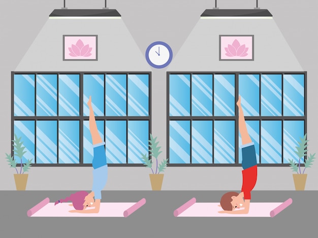 Vector fit couple practicing yoga