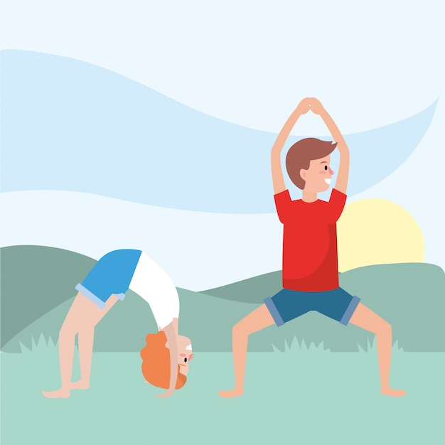 Fit couple practicing yoga