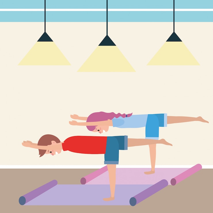 Vector fit couple practicing yoga