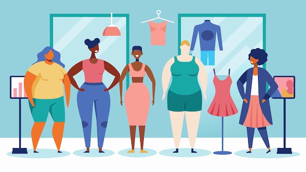 Fit and inclusive mannequins and posters displayed throughout the studio promoting body positivity