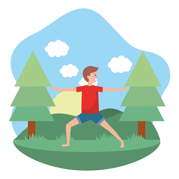 Vector fit man practicing yoga