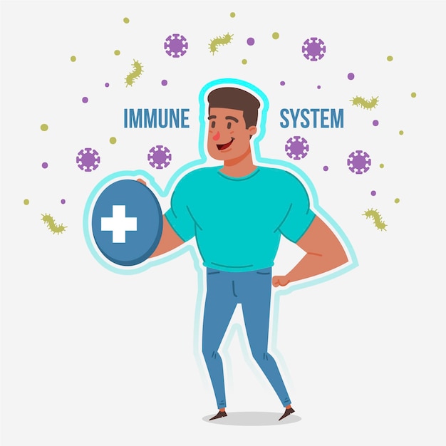 Uomo adatto con un buon sistema immunitario contro i virus