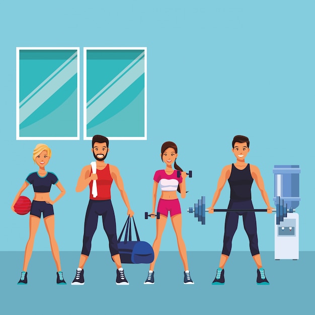 Premium Vector | Fit people doing exercise