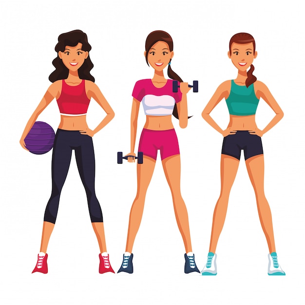 Vector fit women doing exercise