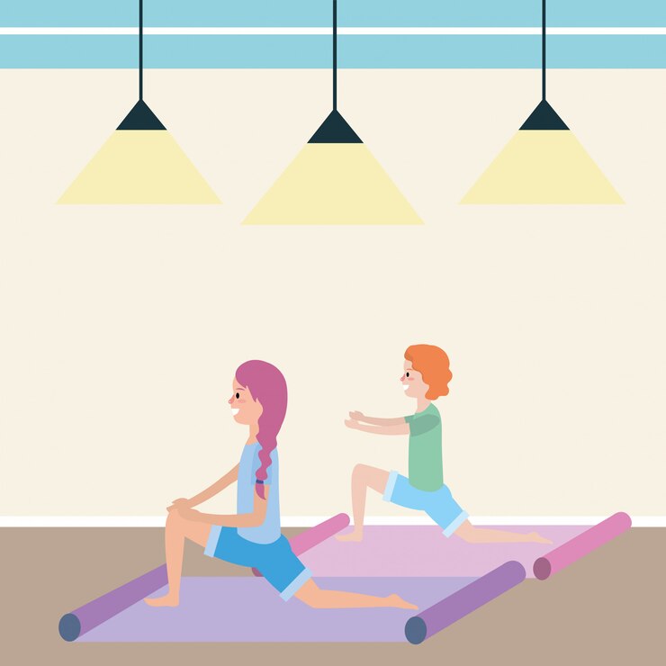 Vector fit women practicing yoga