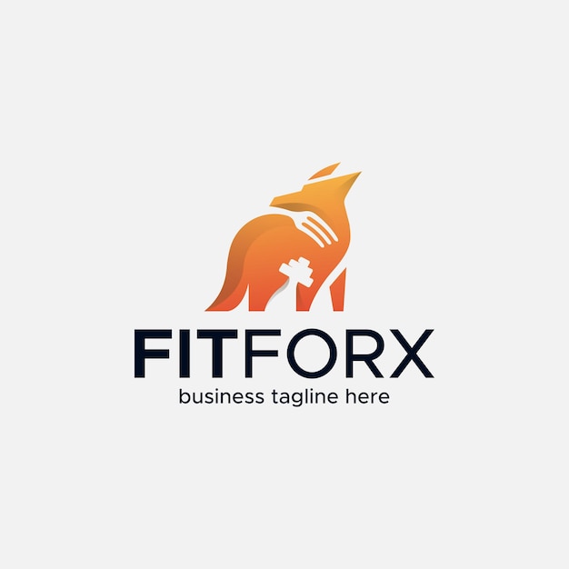 FitFox voedsel en gezondheid goed voor GYM en restaurant logo ontwerp pictogram element vector
