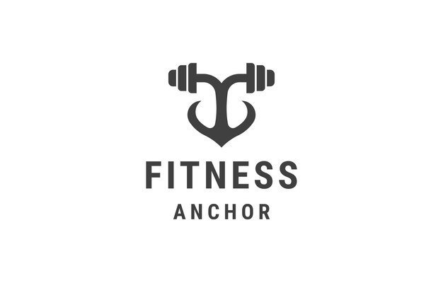 Fitness anchor logo design template flat vector