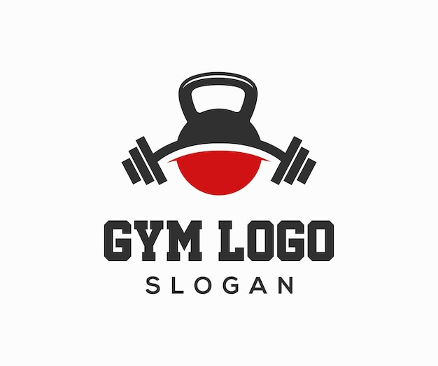Дизайн логотипа фитнеса и тренажерного зала с использованием векторного шаблона barbel icon