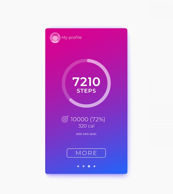 App fitness, tracker attività e contapassi, interfaccia mobile