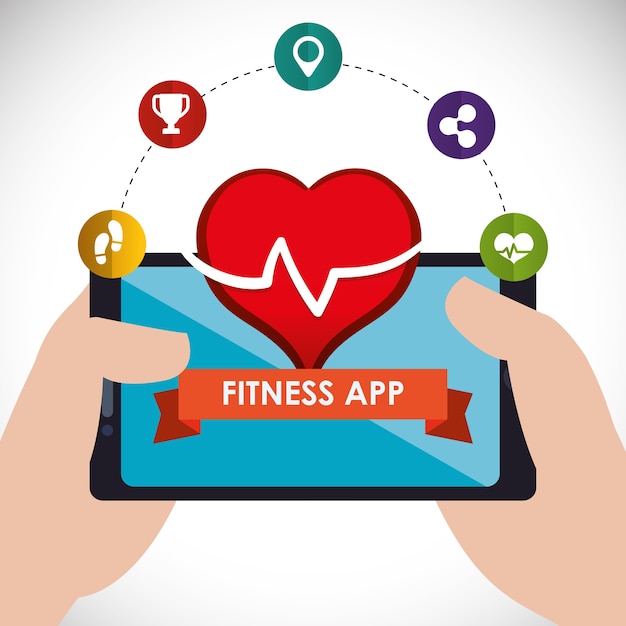 Vector fitness app technologie iconen