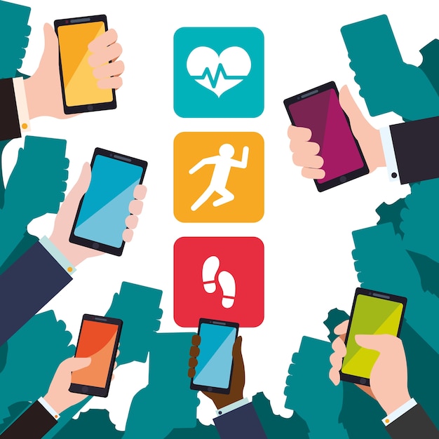 Vector fitness app technology icons