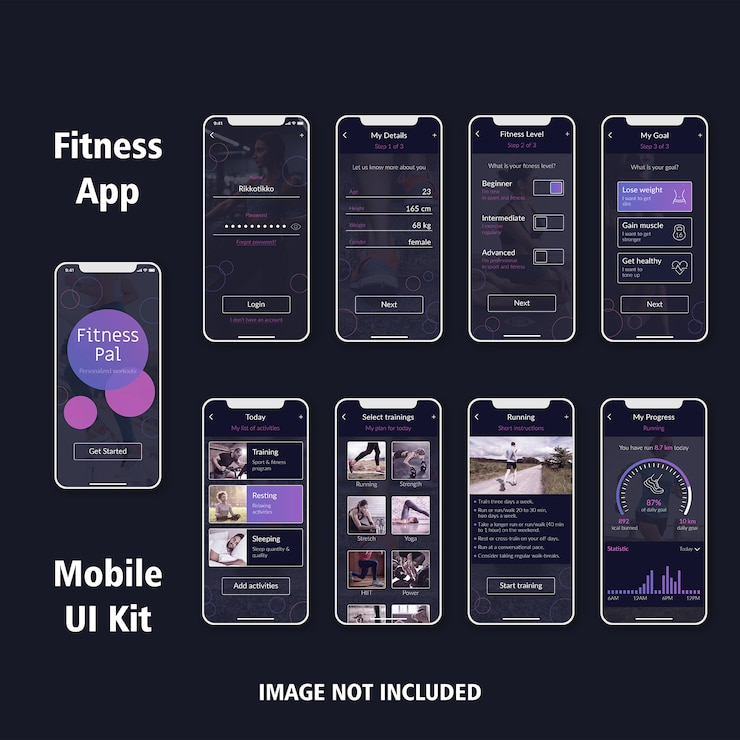 Vector fitness app ui kit