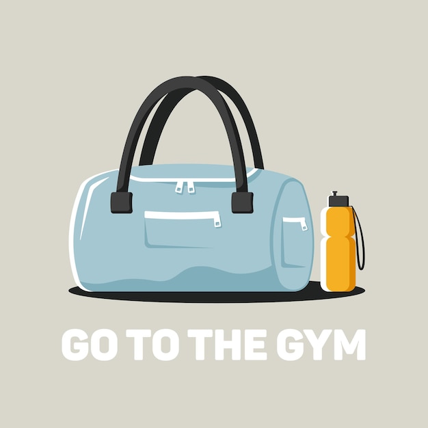 Vector fitness bag and water bottle