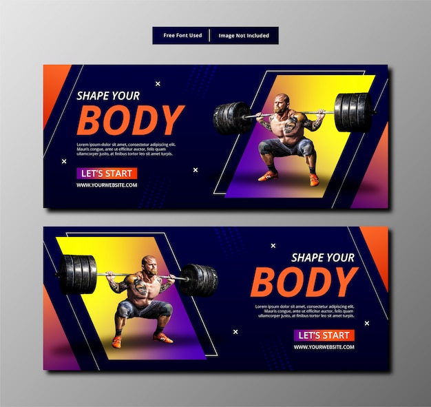 Vector fitness banner template design.