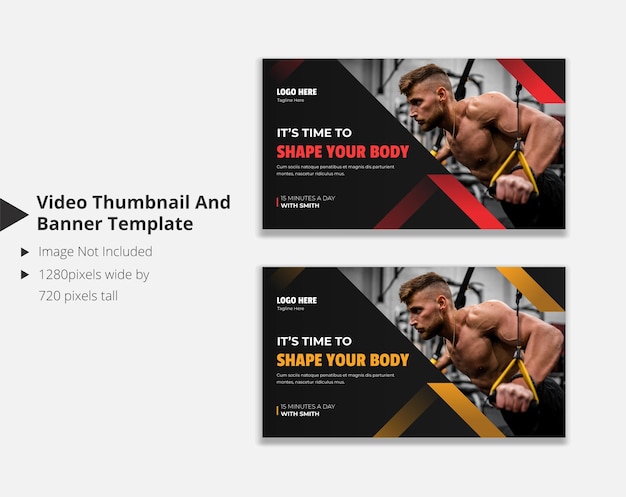 Fitness banner and thumbnail template design