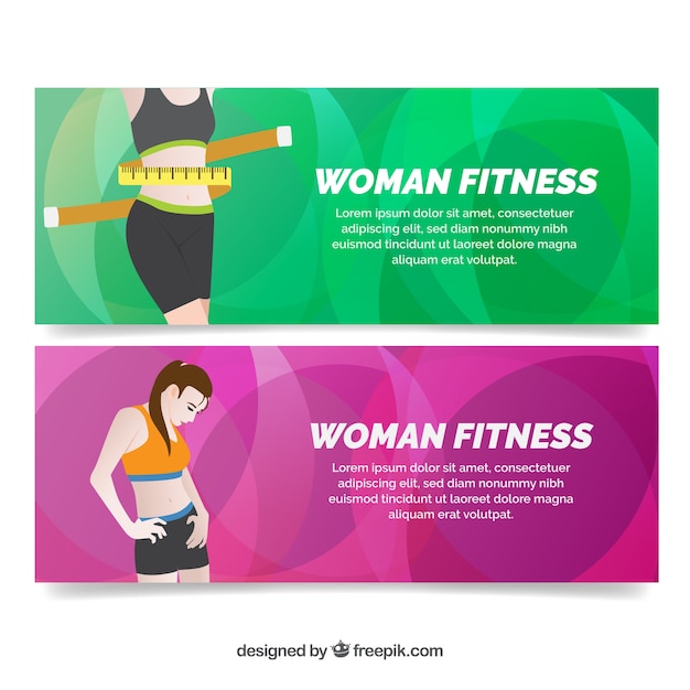 Fitness banners with abstract backgrounds