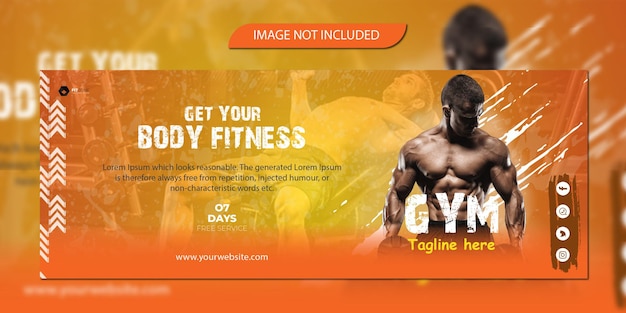 Fitness body facebook cover banner creative design template premium vector