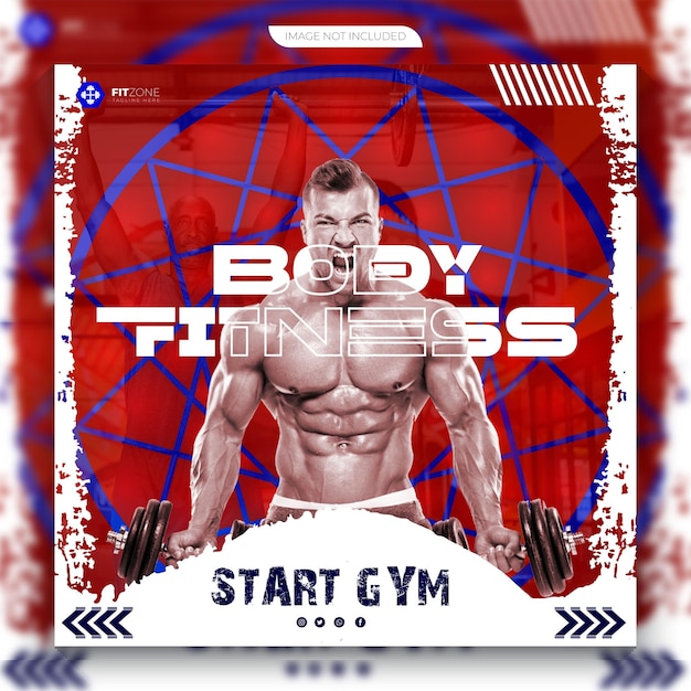 Fitness body gym social media poster modern shape unique design template vector