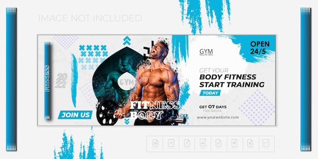 Vector fitness body social media post or web banner unique and creative design template premium vector