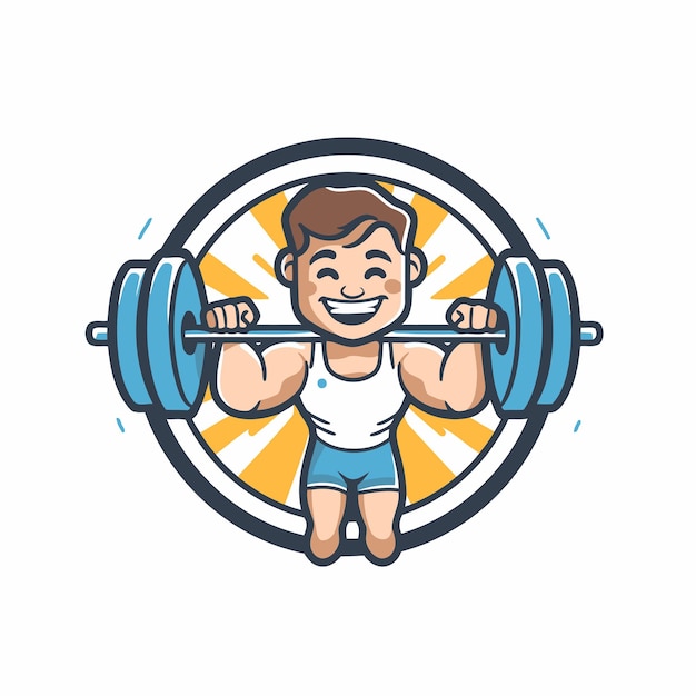 Fitness boy cartoon character vector Illustration isolated on a white background