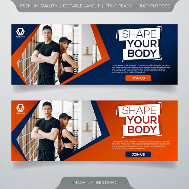 Vector fitness center banner template design