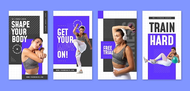 Vector fitness center  instagram stories template