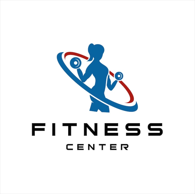 Fitness center logo or emblem with woman silhouettes